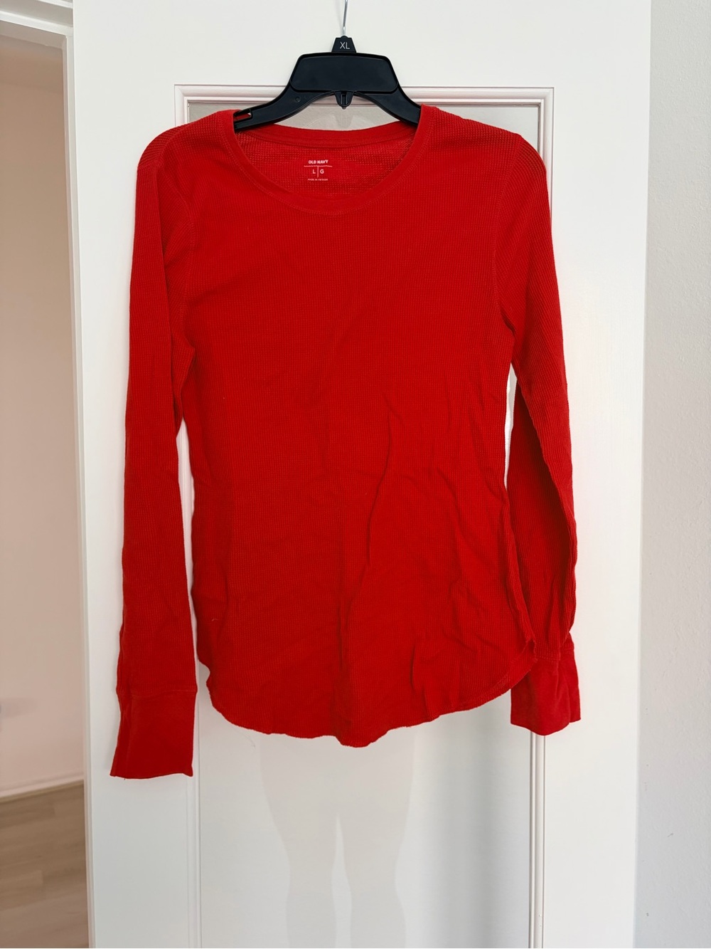 Red Long-Sleeve Ribbed Top
